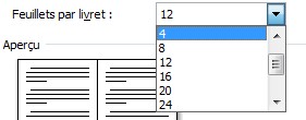 Mise en page livret, nombre de feuillets