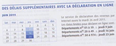 Date Limite d&eacute;claration en ligne des imp&ocirc;ts